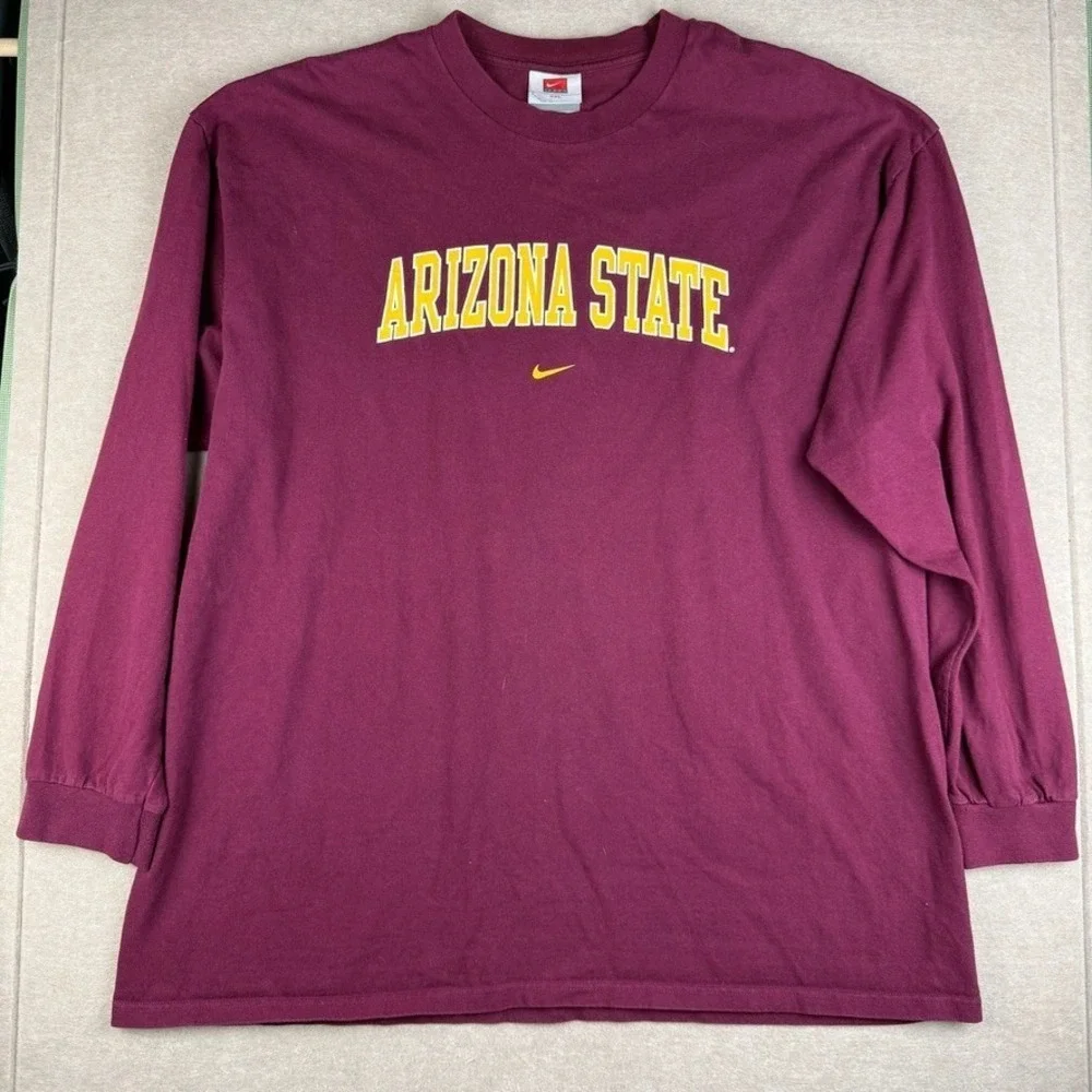Vintage Nike Team Arizona State Shirt Men XXL Maroon Long Sleeve Graphic Tee
